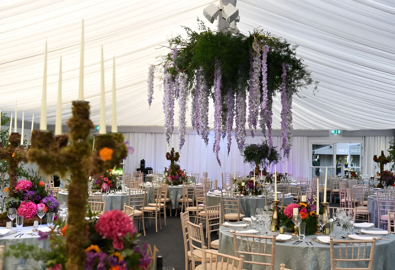 Wedding reception setting for The Orangery Suite taxi transfers